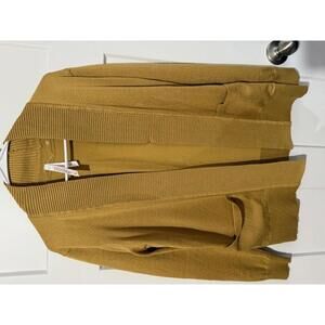 Stoosh crazy collection yellow ribbed neckline cardigan pockets NWOT